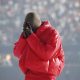 Kanye West portait un masque en bas de laine alors qu'elle pleurait son divorce lors du lancement de son album excentrique Crédit : Getty